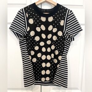 Marni black cream polka dot and blue stripe pull over top size 40 / US  size 6